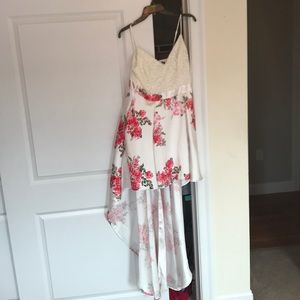 Hi-Lo white dress with pink flowers